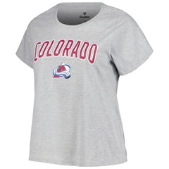 Colorado Avalanche Profile Women's Plus Size Arch Over Logo T-Shirt - Heather Gray T-shirts