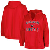 Washington Capitals Profile Women's Plus Size Arch Over Logo Pullover Hoodie - Red Hoodies