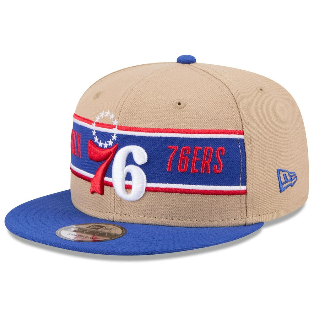 Philadelphia 76ers 2024 NBA Draft 9FIFTY Snapback Hat - Tan/Royal for sale