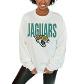 Jacksonville Jaguars Gameday Couture Women's Just Go With It Oversized Long Sleeve Crewneck Sweatshirt – White online