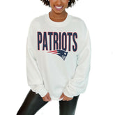 New England Patriots Gameday Couture Women's Just Go With It Oversized Long Sleeve Crewneck Sweatshirt – White cheap