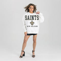 New Orleans Saints Gameday Couture Women's Sunday Drives Oversized Crewneck Pullover Sweatshirt – White cheap
