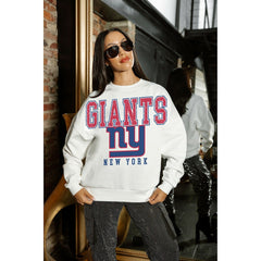 New York Giants Gameday Couture Women's Sunday Drives Oversized Crewneck Pullover Sweatshirt – White discount
