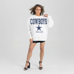 Dallas Cowboys Gameday Couture Women's Sunday Drives Oversized Crewneck Pullover Sweatshirt – White outlet