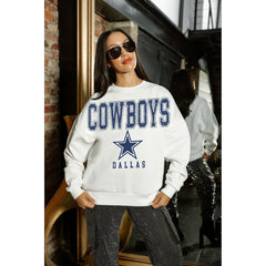 Dallas Cowboys Gameday Couture Women's Sunday Drives Oversized Crewneck Pullover Sweatshirt – White outlet