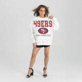 San Francisco 49ers Gameday Couture Women's Sunday Drives Oversized Crewneck Pullover Sweatshirt – White for sale