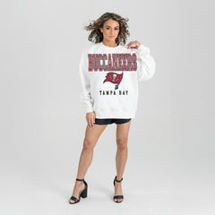 Tampa Bay Buccaneers Gameday Couture Women's Sunday Drives Oversized Crewneck Pullover Sweatshirt – White outlet