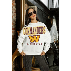 Washington Commanders Gameday Couture Women's Sunday Drives Oversized Crewneck Pullover Sweatshirt – White on sale