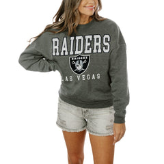 Las Vegas Raiders Gameday Couture Women's Oversized Bring The Energy Pullover Sweatshirt – Charcoal cheap