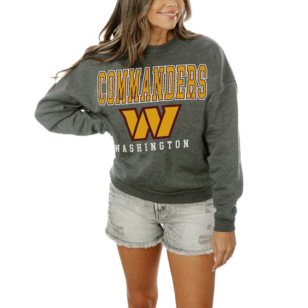 Washington Commanders Gameday Couture Women's Oversized Bring The Energy Pullover Sweatshirt – Charcoal sale