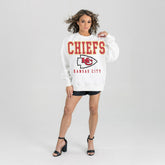 Kansas City Chiefs Gameday Couture Women's Sunday Drives Oversized Crewneck Pullover Sweatshirt – White online