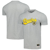 Boston Bruins Mitchell & Ness 100th Anniversary Script Sweep T-Shirt - Heather Gray T-shirts