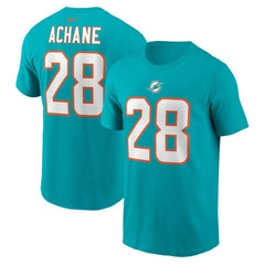 De’Von Achane Miami Dolphins Player Name & Number T-Shirt - Aqua on sale