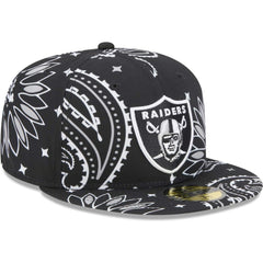 Las Vegas Raiders New Era Paisley 59FIFTY Fitted Hat - Black discount