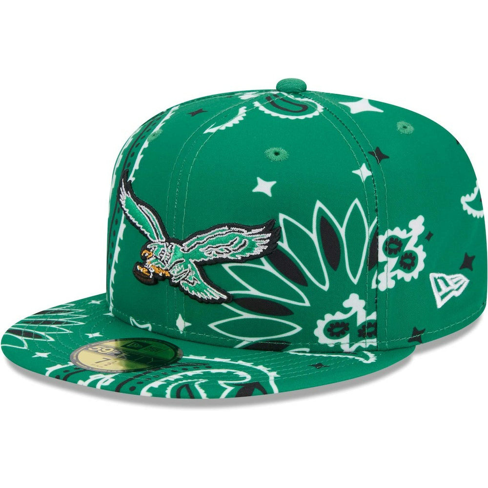 Philadelphia Eagles New Era Throwback Paisley 59FIFTY Fitted Hat - Kelly Green sale