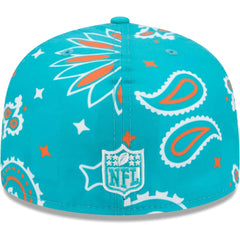 Miami Dolphins New Era Paisley 59FIFTY Fitted Hat - Aqua sale