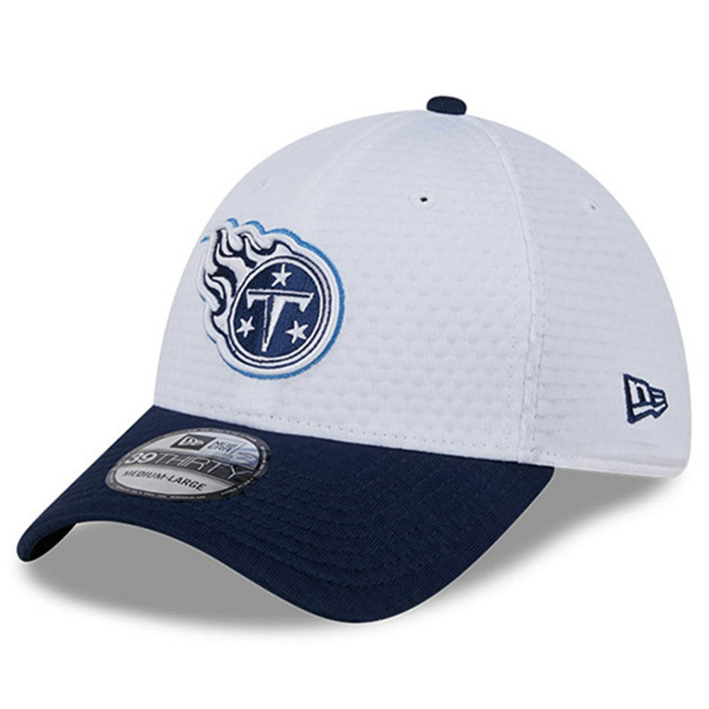 Tennessee Titans New Era 2024 NFL Training Camp 39THIRTY Flex Hat - White/Navy sale