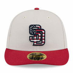 San Diego Padres 2024 Fourth of July Low Profile 59FIFTY Fitted Hat Khaki/Red