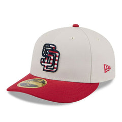 San Diego Padres 2024 Fourth of July Low Profile 59FIFTY Fitted Hat Khaki/Red
