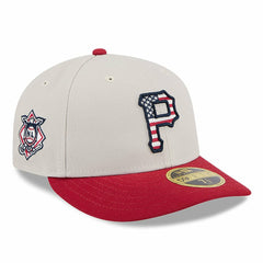 Pittsburgh Pirates 2024 Fourth of July Low Profile 59FIFTY Fitted Hat Khaki/Red