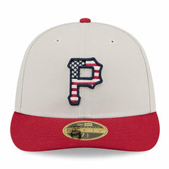 Pittsburgh Pirates 2024 Fourth of July Low Profile 59FIFTY Fitted Hat Khaki/Red