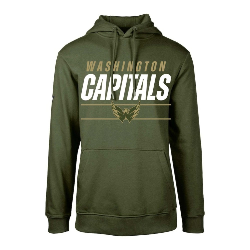 Washington Capitals Levelwear Youth Podium Fleece Pullover Hoodie - Olive Hoodies