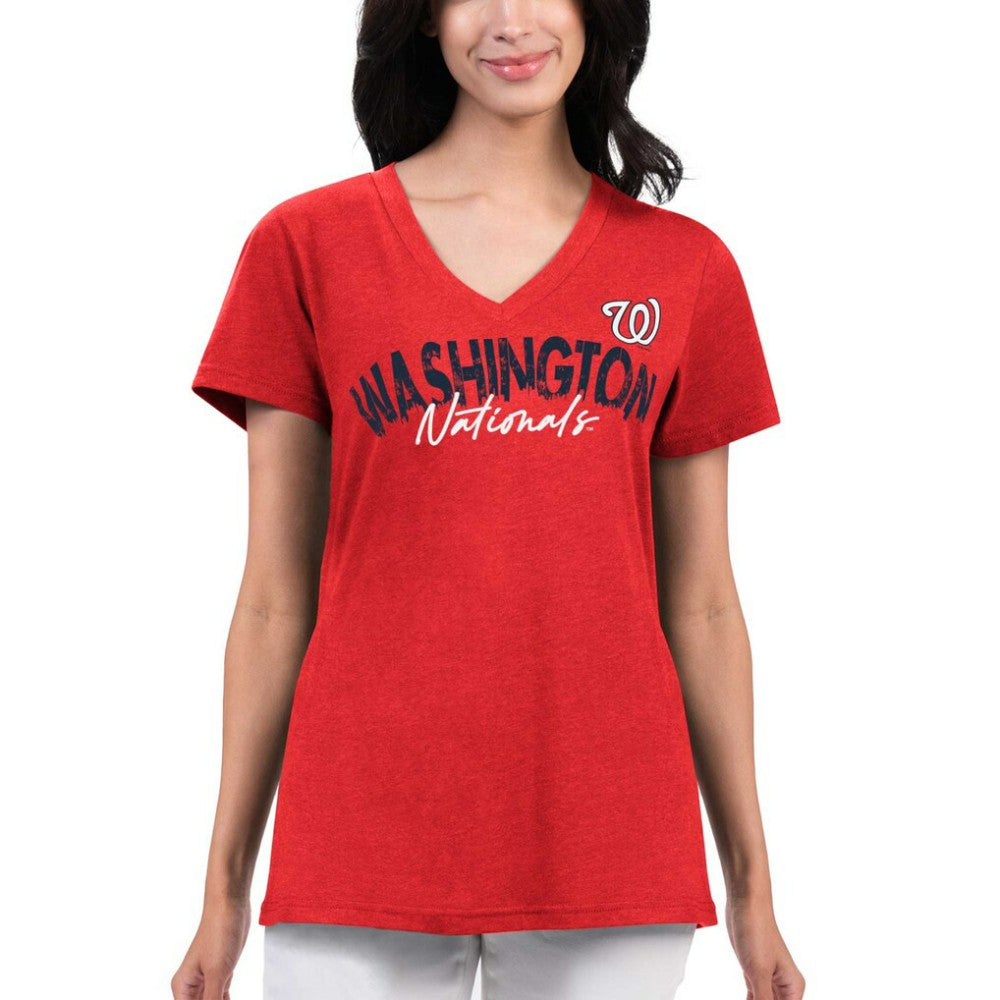 Washington Nationals G-III 4Her by Carl Banks Women's Key Move V-Neck T-Shirt Red