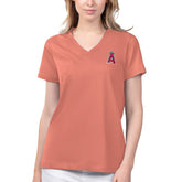 Los Angeles Angels Margaritaville Women's Game Time V-Neck T-Shirt Coral