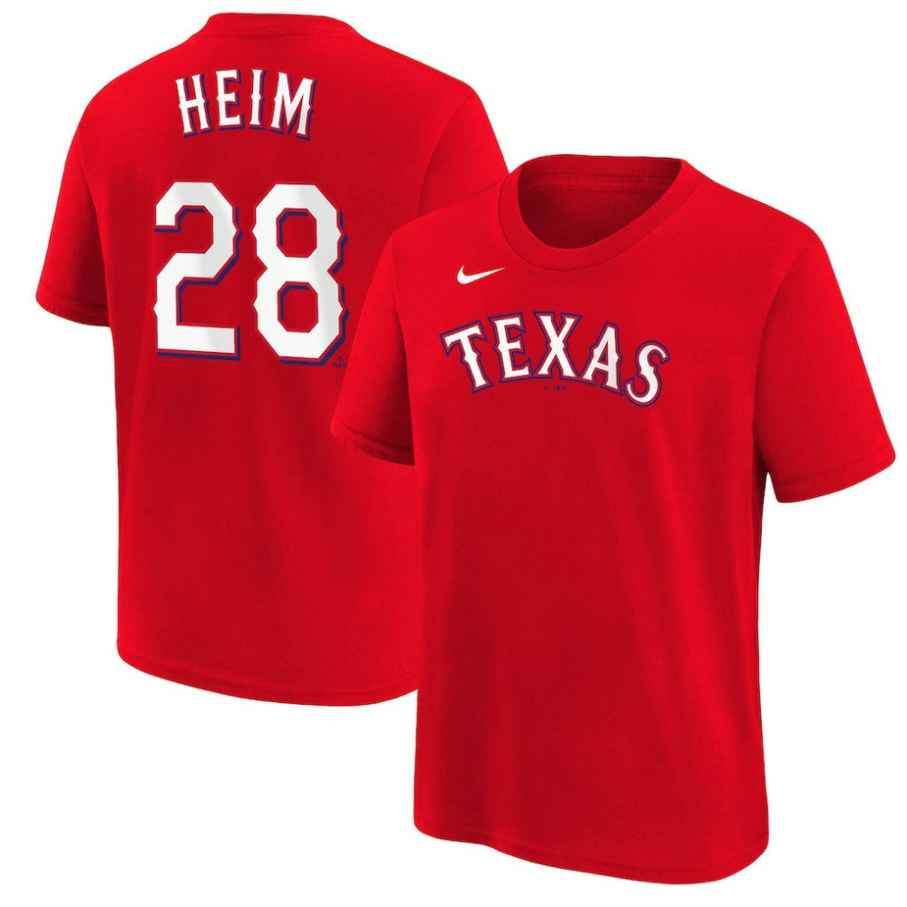 Jonah Heim Texas Rangers Youth Name & Number T-Shirt Red