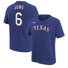 Josh Jung Texas Rangers Youth Name & Number T-Shirt Royal