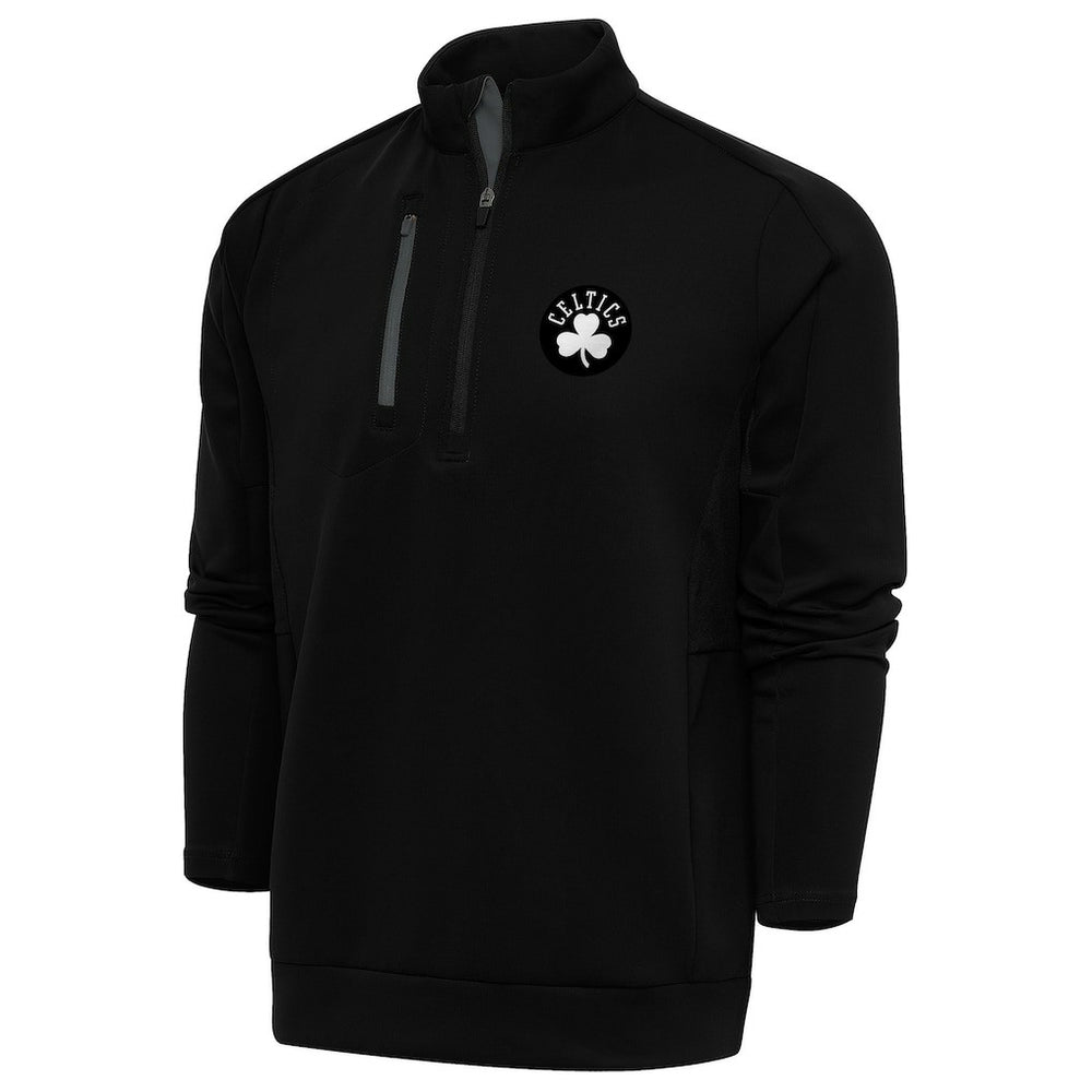 Boston Celtics Antigua Metallic Logo Generation Quarter-Zip Top - Black on sale