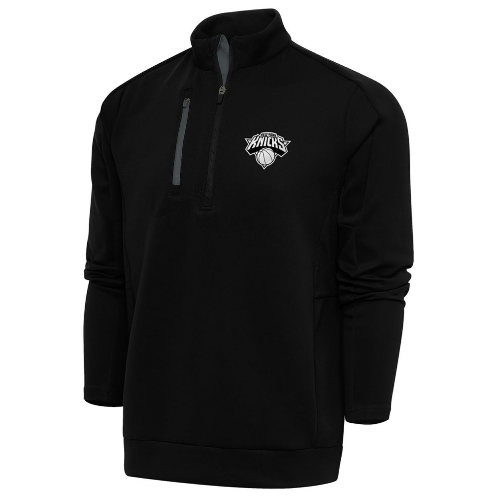 New York Knicks Antigua Metallic Logo Generation Quarter-Zip Top - Black online