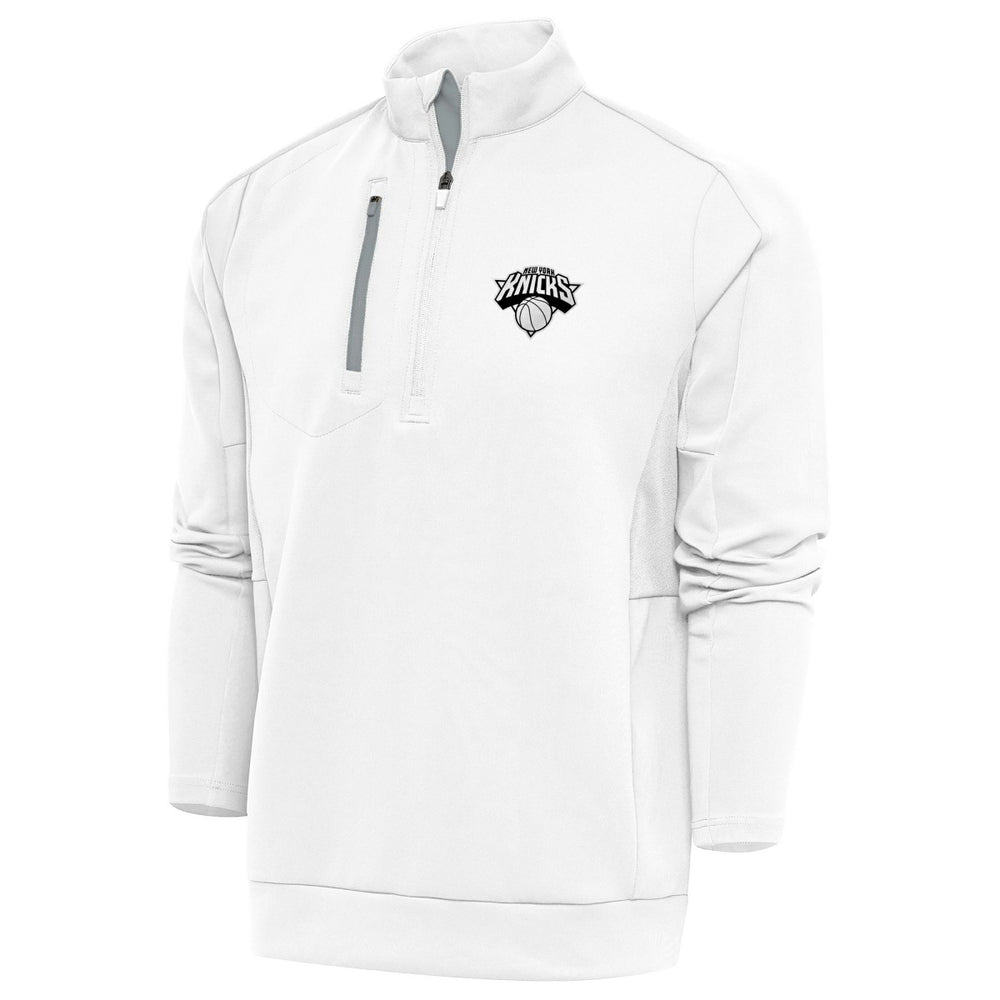 New York Knicks Antigua Metallic Logo Generation Quarter-Zip Top - White discount
