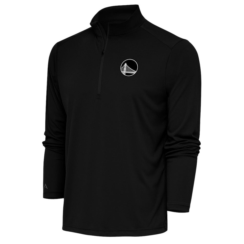 Golden State Warriors Antigua Metallic Logo Tribute Quarter-Zip Top sale - Black cheap