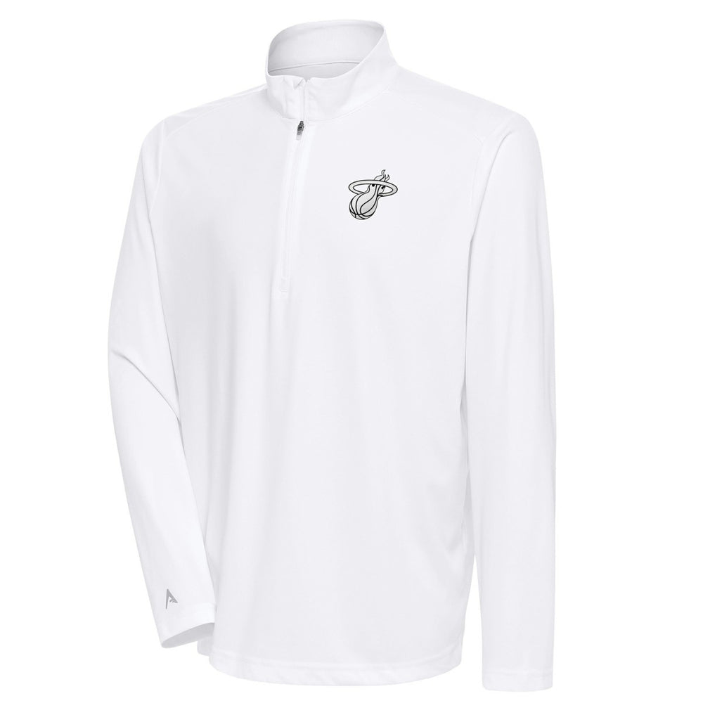 Miami Heat Antigua Metallic Logo Tribute Quarter-Zip Top - White for sale