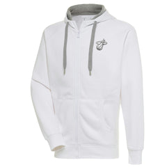 Miami Heat Antigua Metallic Logo Victory Raglan Full-Zip Hoodie - White for sale
