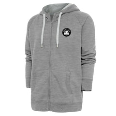 Boston Celtics Antigua Metallic Logo Victory Raglan Full-Zip Hoodie - Heather Gray discount
