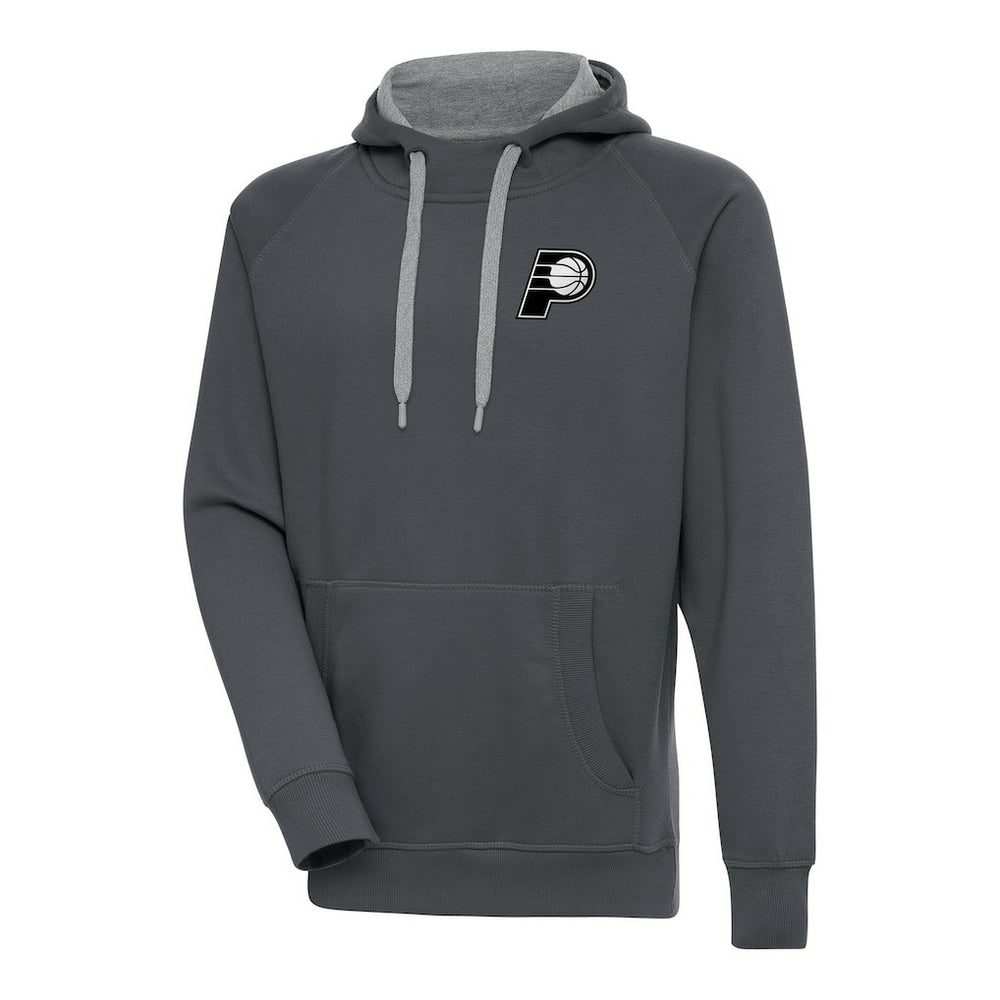 Indiana Pacers Antigua Metallic Logo Victory Raglan Pullover Hoodie - Charcoal on sale