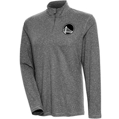 Golden State Warriors Antigua Women's Brushed Metallic Comfort Quarter-Zip Pullover Top - Heather Black for sale