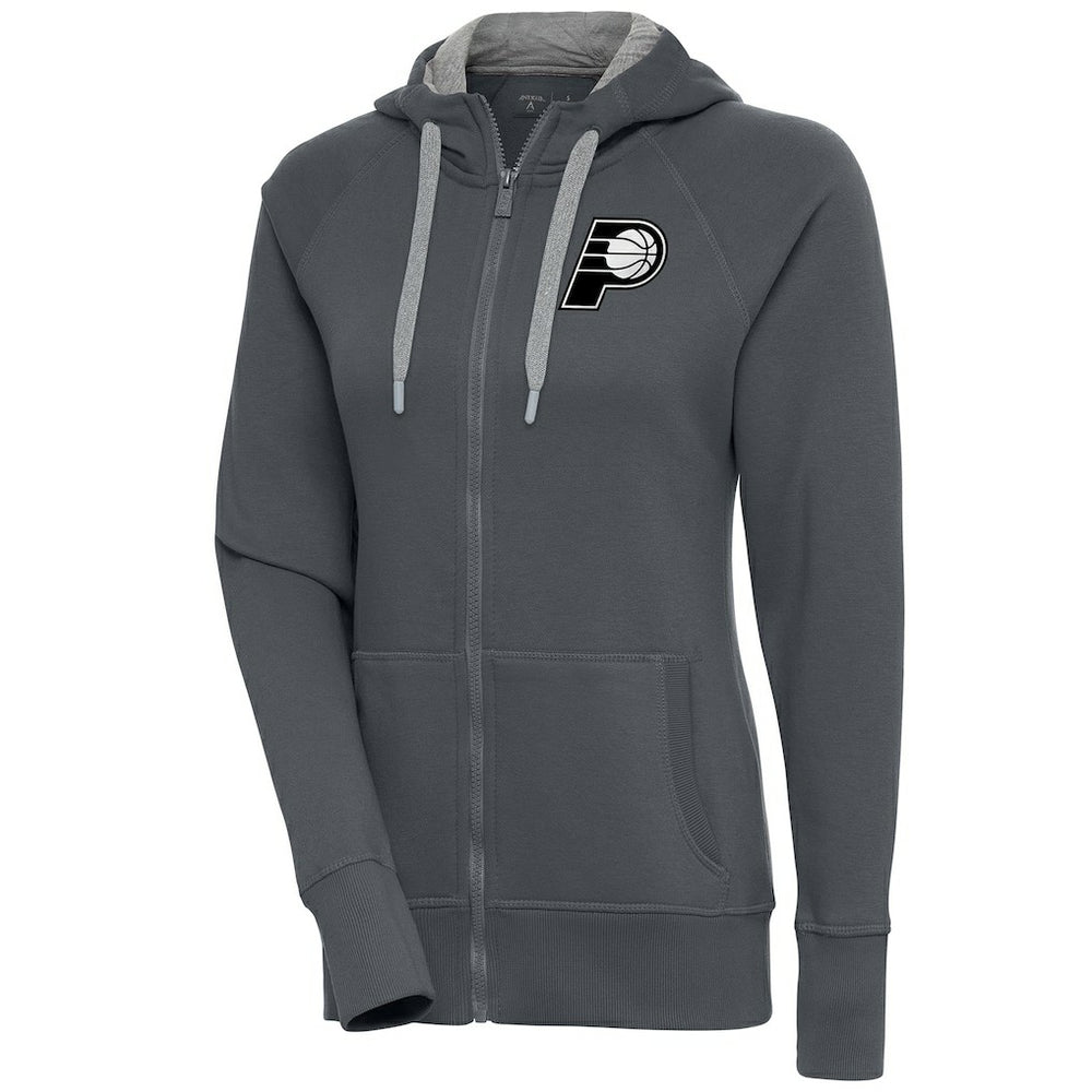 Indiana Pacers Antigua Women's Brushed Metallic Victory Full-Zip Hoodie - Charcoal shop