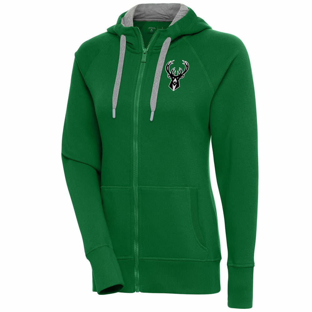 Milwaukee Bucks Antigua Women's Brushed Metallic Victory Full-Zip Hoodie - Hunter Green outlet