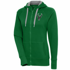 Milwaukee Bucks Antigua Women's Brushed Metallic Victory Full-Zip Hoodie - Hunter Green outlet
