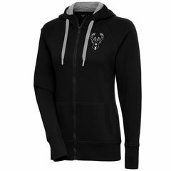 Milwaukee Bucks Antigua Women's Brushed Metallic Victory Full-Zip Hoodie - Black shop
