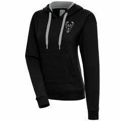 Milwaukee Bucks Antigua Women's Brushed Metallic Victory Pullover Hoodie - Black outlet
