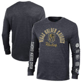 Vegas Golden Knights Champion Multi-Logo Tri-Blend Long Sleeve T-Shirt - Black T-shirts