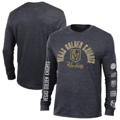 Vegas Golden Knights Champion Multi-Logo Tri-Blend Long Sleeve T-Shirt - Black T-shirts