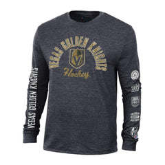 Vegas Golden Knights Champion Multi-Logo Tri-Blend Long Sleeve T-Shirt - Black T-shirts