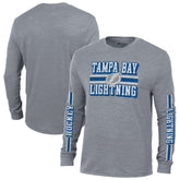 Tampa Bay Lightning Champion Tri-Blend Dual-Stripe Long Sleeve T-Shirt - Heather Gray T-shirts