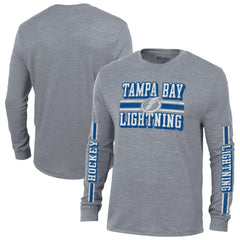 Tampa Bay Lightning Champion Tri-Blend Dual-Stripe Long Sleeve T-Shirt - Heather Gray T-shirts