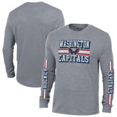 Washington Capitals Champion Tri-Blend Dual-Stripe Long Sleeve T-Shirt - Heather Gray T-shirts